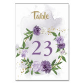Numéro De Table fleurs violettes verdure couronne (Dos)