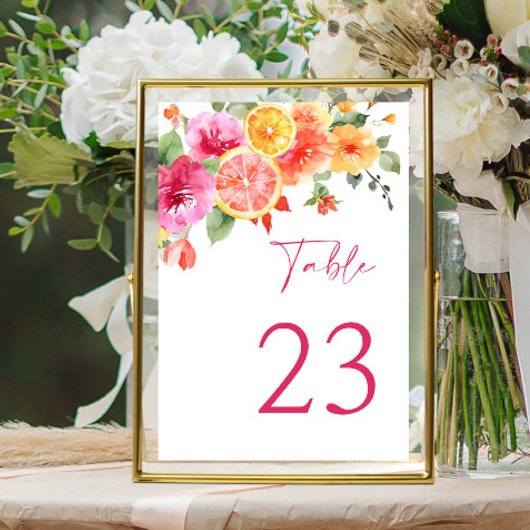 Numéro De Table Fleurs vives Festives Fête des mariées d'agrumes f