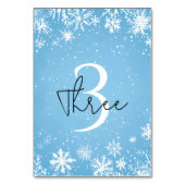 Numéro De Table Flocon de Neige Bleu de Merveille d'Hiver (Dos)