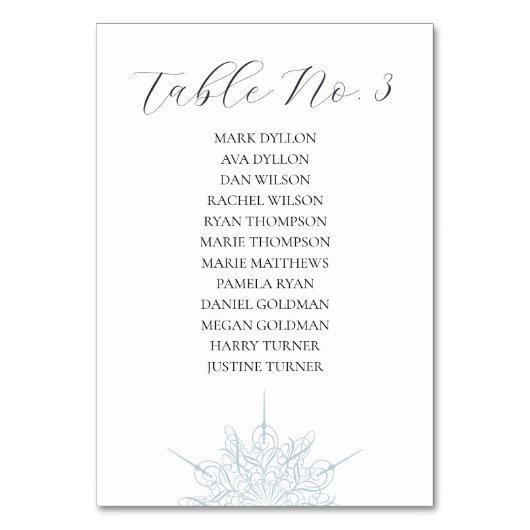 Numéro De Table Flocon de neige bleu glace Mariage d'hiver Siège (Dos)
