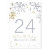 Numéro De Table Flocon de neige de mariage d'hiver en or argent Mo (Dos)