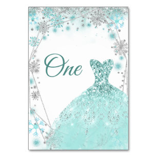 Numéro De Table Flocon de neige Turquoise hiver Quinceañera