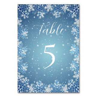 Numéro De Table Flocons blancs sur fond bleu 