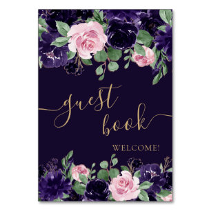 Numéro De Table Floraison   Livre d'or floral pourpre et rose