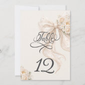 Numéro de table floral à ruban élégant (Dos)