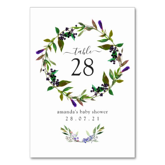 Numéro de table floral aquarelle violet printemps (Par défaut)