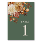 Numéro de table floral automnal vert sauge (Dos)