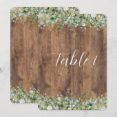 Numéro de table floral blanc et eucalyptus or rust (Devant / Derrière)