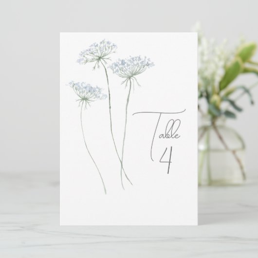 Numéro de table floral bleu aquarelle élégant (Debout devant)