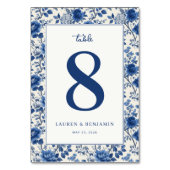 Numéro de table floral bleu élégant (Dos)