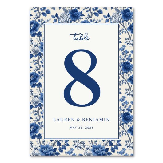Numéro de table floral bleu élégant (Par défaut)
