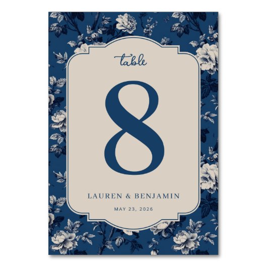 Numéro de table floral bleu élégant (Par défaut)
