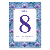 Numéro de table floral bleu élégant (Dos)