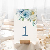 Numéro De Table Floral bleu poussiéreux Tableau 1 Mariage Numéro d