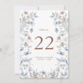 Numéro de table Floral Blue Mariage (Devant)