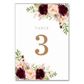 Numéro De Table Floral Blush Merlot Bourgogne Berry Vert Moderne (Par défaut)