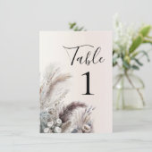 Numéro de table floral bohème terrien à plumes (Debout devant)