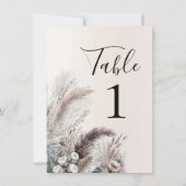 Numéro de table floral bohème terrien à plumes (Dos)