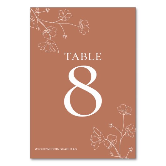 Numéro De Table Floral Boho Terracotta Mariage (Dos)