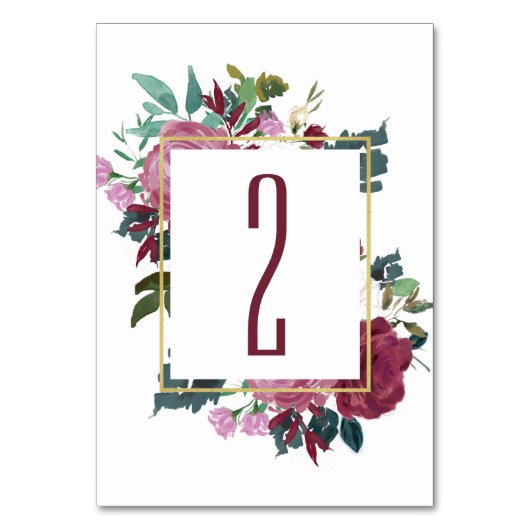 Numéro de table floral bordeaux. Mariage bordeaux (Par défaut)