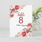 Numéro de table floral bordeaux terracotta (Debout devant)