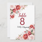 Numéro de table floral bordeaux terracotta (Dos)
