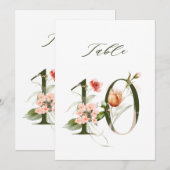 Numéro de table floral botanique 5x7 Numéro 10 (Devant / Derrière)