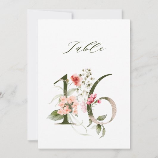 Numéro de table floral botanique 5x7 numéro 16 (Devant)