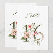 Numéro de table floral botanique 5x7 numéro 16 (Devant / Derrière)