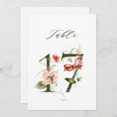 Numéro de table floral botanique 5x7, numéro 17 (Devant / Derrière)