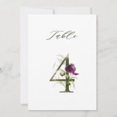Numéro de table floral botanique 5x7 Numéro 4 (Dos)