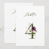 Numéro de table floral botanique 5x7 Numéro 4 (Devant / Derrière)