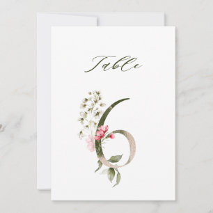 Numéro de table floral botanique 5x7 numéro 6