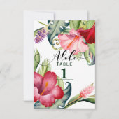 Numéro de table floral botanique tropical aloha (Devant)