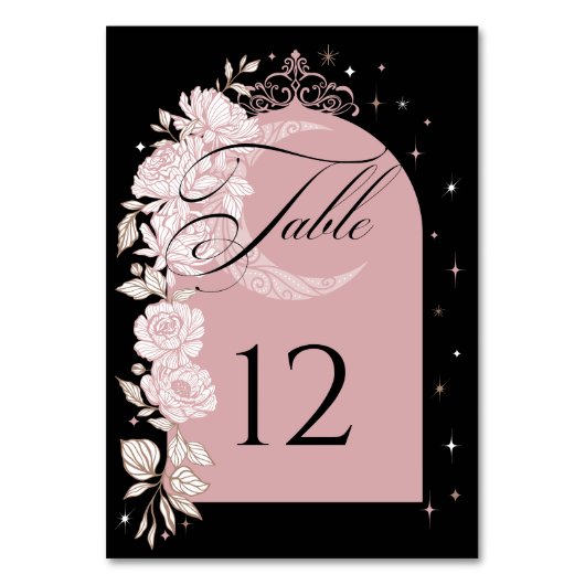 Numéro De Table Floral Céleste Lune étoile Tiara Quinceanera Photo (Par défaut)