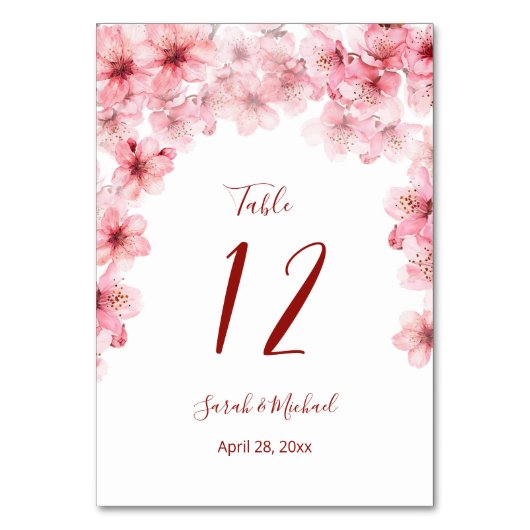 Numéro De Table Floral Cherry Blossoms Pink White Wedding (Par défaut)
