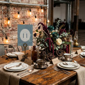 Numéro de table floral classe sarcelle industriell