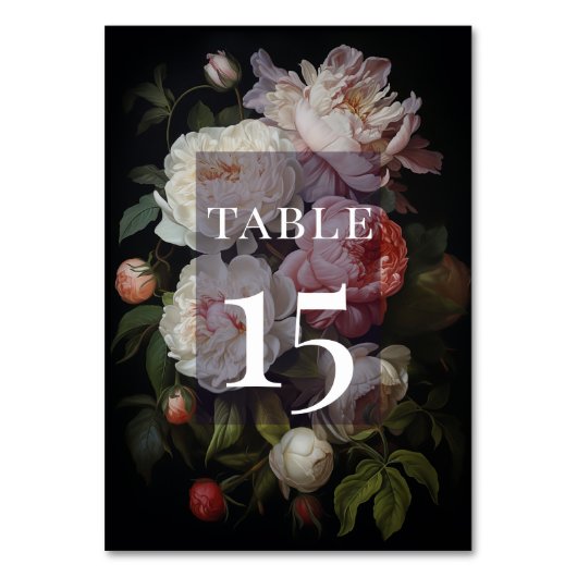 Numéro de table floral classique rose Pivoine luna (Par défaut)