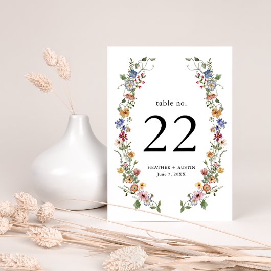 Numéro de table floral coloré