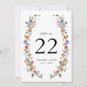 Numéro de table floral coloré (Devant)