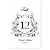 Numéro De Table Floral Crest Élégant Mariage victorien (Dos)