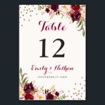 Numéro De Table Floral de Bourgogne Confetti<br><div class="desc">Collection de Mariages correspondants dans le Little Bayleigh Store!</div>