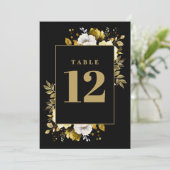 Numéro de table floral de campagne élégant noir et (Debout devant)