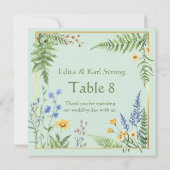 Numéro de table floral de fleurs sauvages vertes e (Dos)