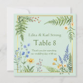 Numéro de table floral de fleurs sauvages vertes e (Devant)