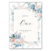 Numéro De Table Floral Dusty Blue Peach Mariage aquarelle (Dos)