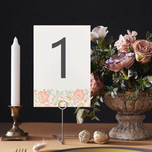 Numéro De Table Floral Elegance Peach Sage Blush Classic Mariage