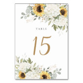 Numéro De Table Floral Elegant Hydrangea Sunflowers Mariage (Dos)
