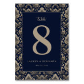 Numéro de table floral élégant marine (Dos)