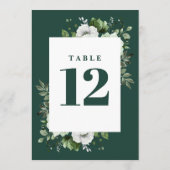 Numéro de table floral élégant vert émeraude de ca (Dos)